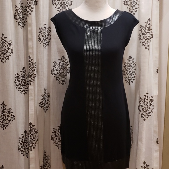 Black Express Dress Small Nwot LBD embossed - Picture 3 of 6
